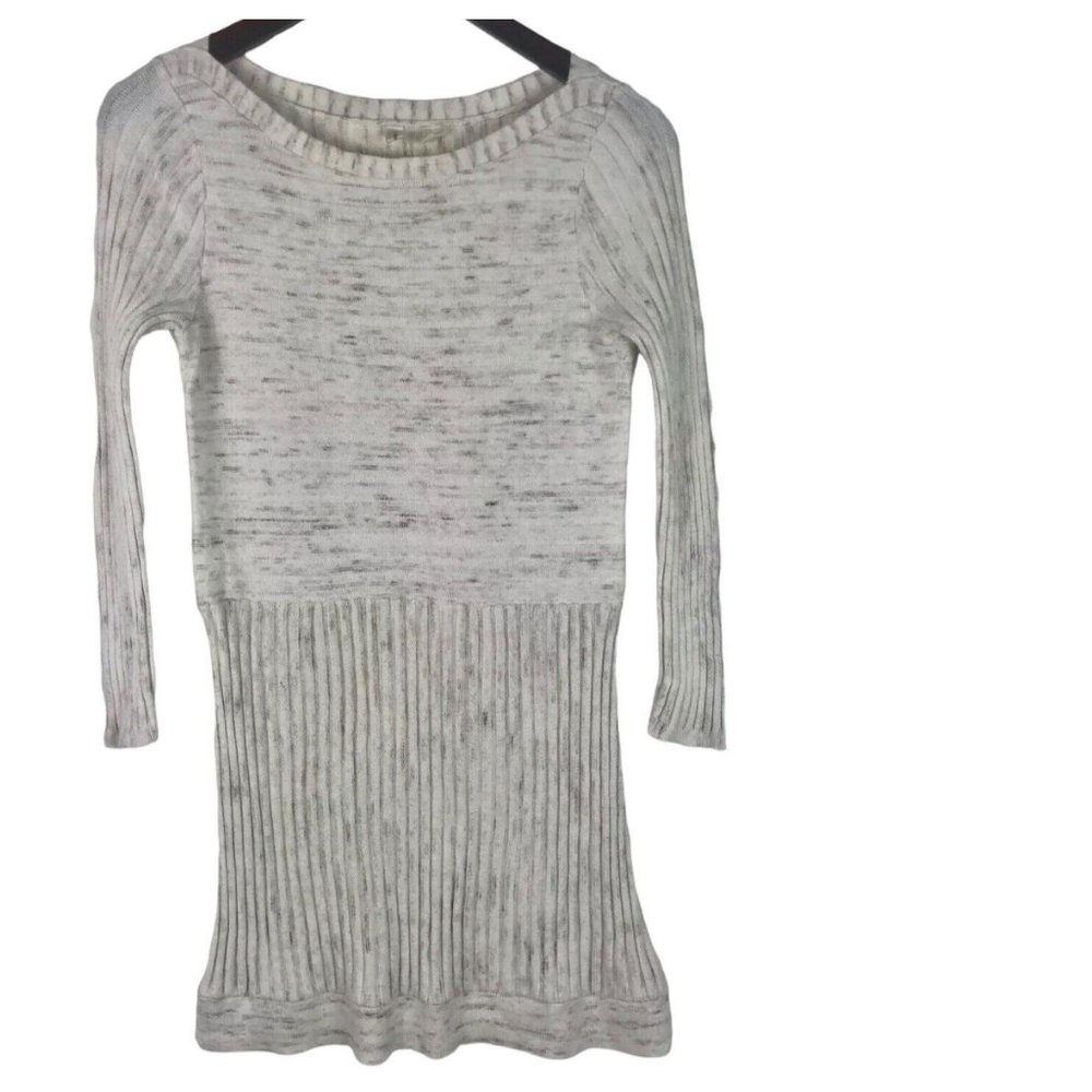 Anthropologie Moth Ribbed Sweater Mini Dress Tunic Small Cream Ivory Stretch - Picture 2 of 4